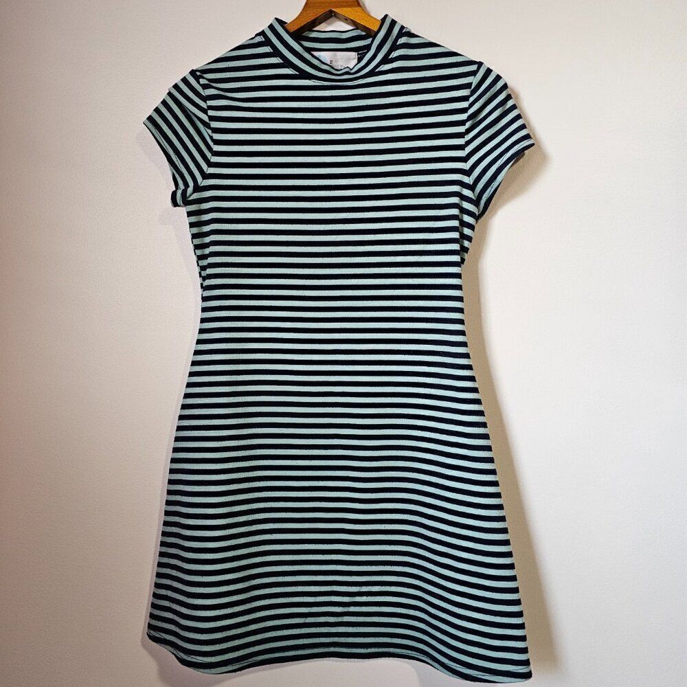EUC FP BEACH STRIPED MOCK NECK CAP SLEEVES SHORT DRESS SIZE XS